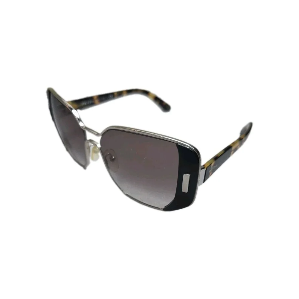 Prada SPR 59S 1AB-0A7 Women's Silver Black Rectangle Sunglasses with Case
